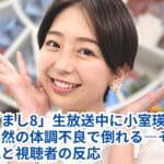 「めざまし8」生放送中に小室瑛莉子アナが突然の体調不良で倒れる!理由とその後の状況は?
